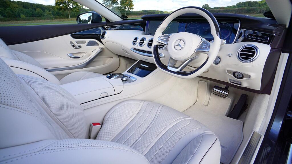 Interior of a luxury car featured in our Melbourne Chauffeur Service.